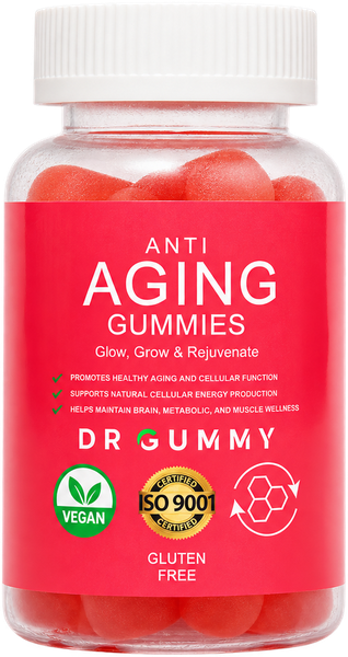 Anti Aging Gummies bottle on transparent background