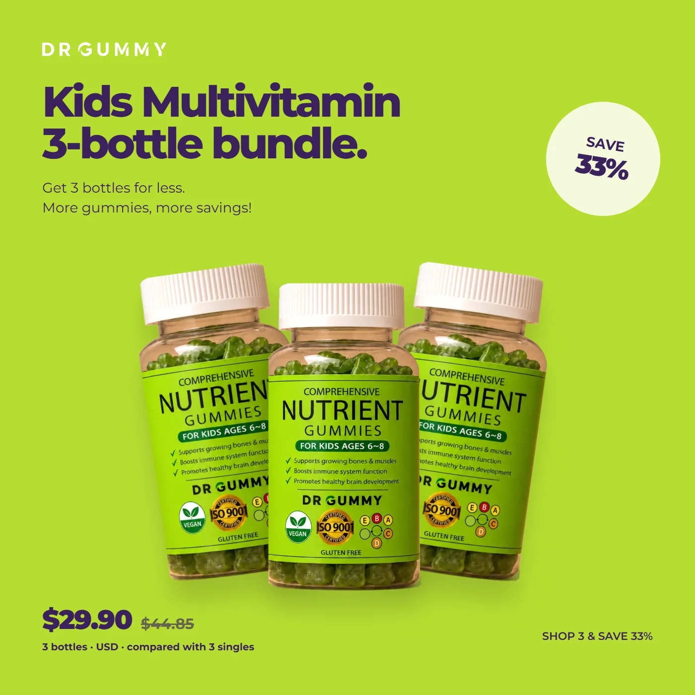 3 bottles of Kids Multivitamin, save 33%