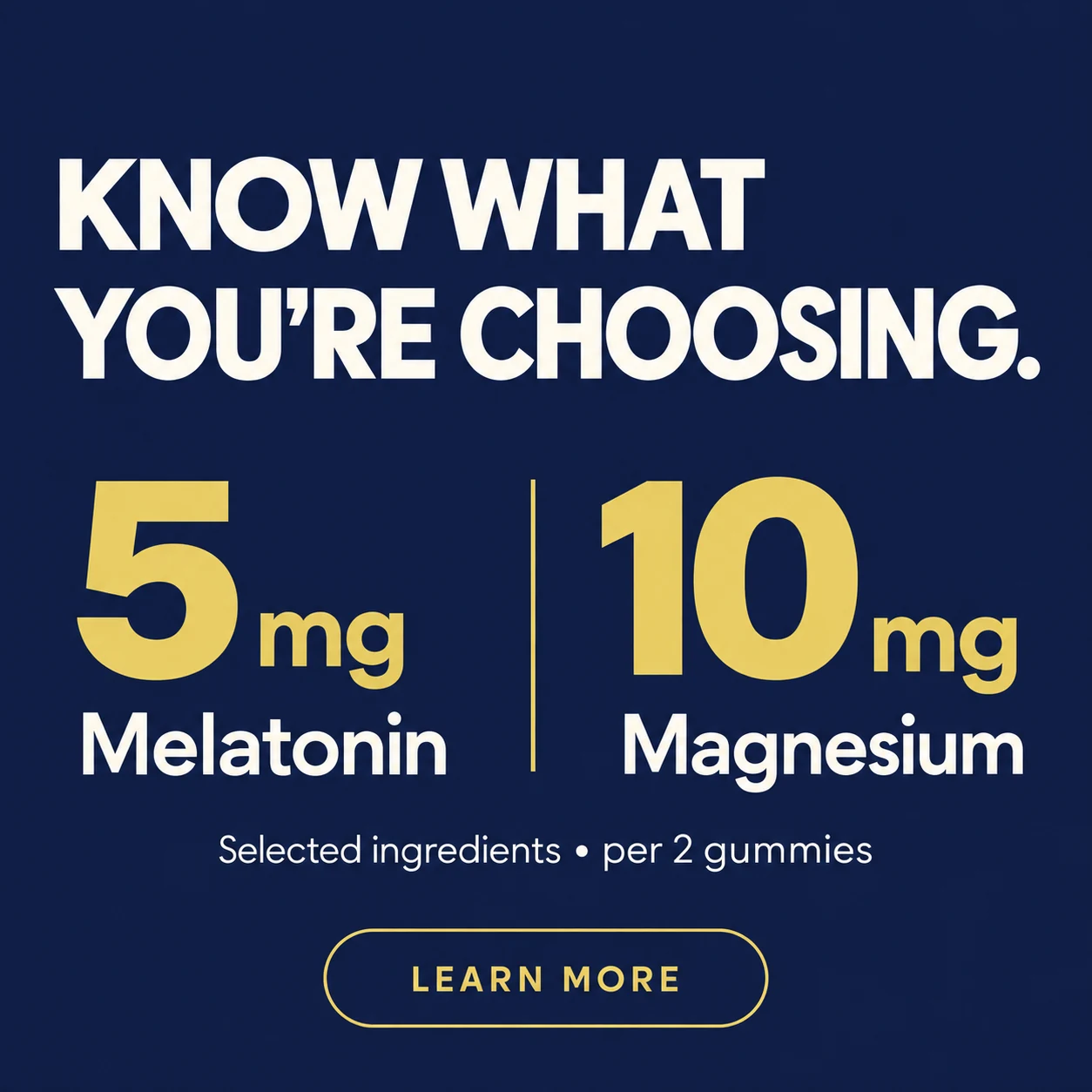 Deep Sleep ingredient amounts per serving of two gummies