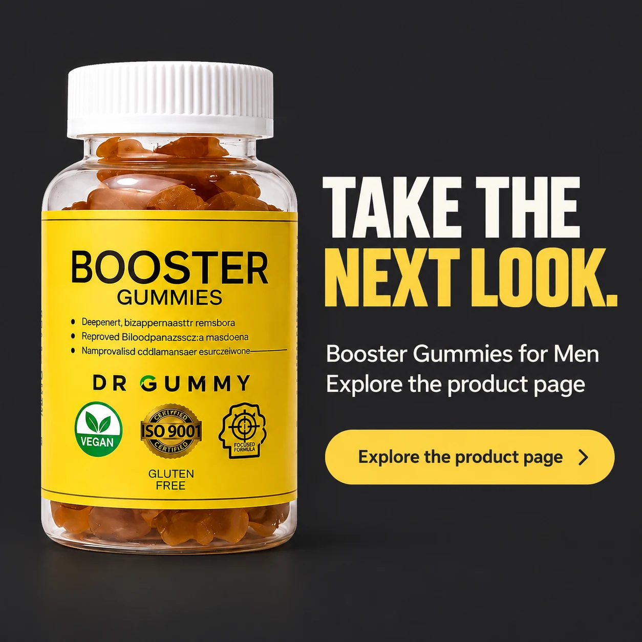 Male Booster Gummies bottle and TikTok Shop product-page invitation