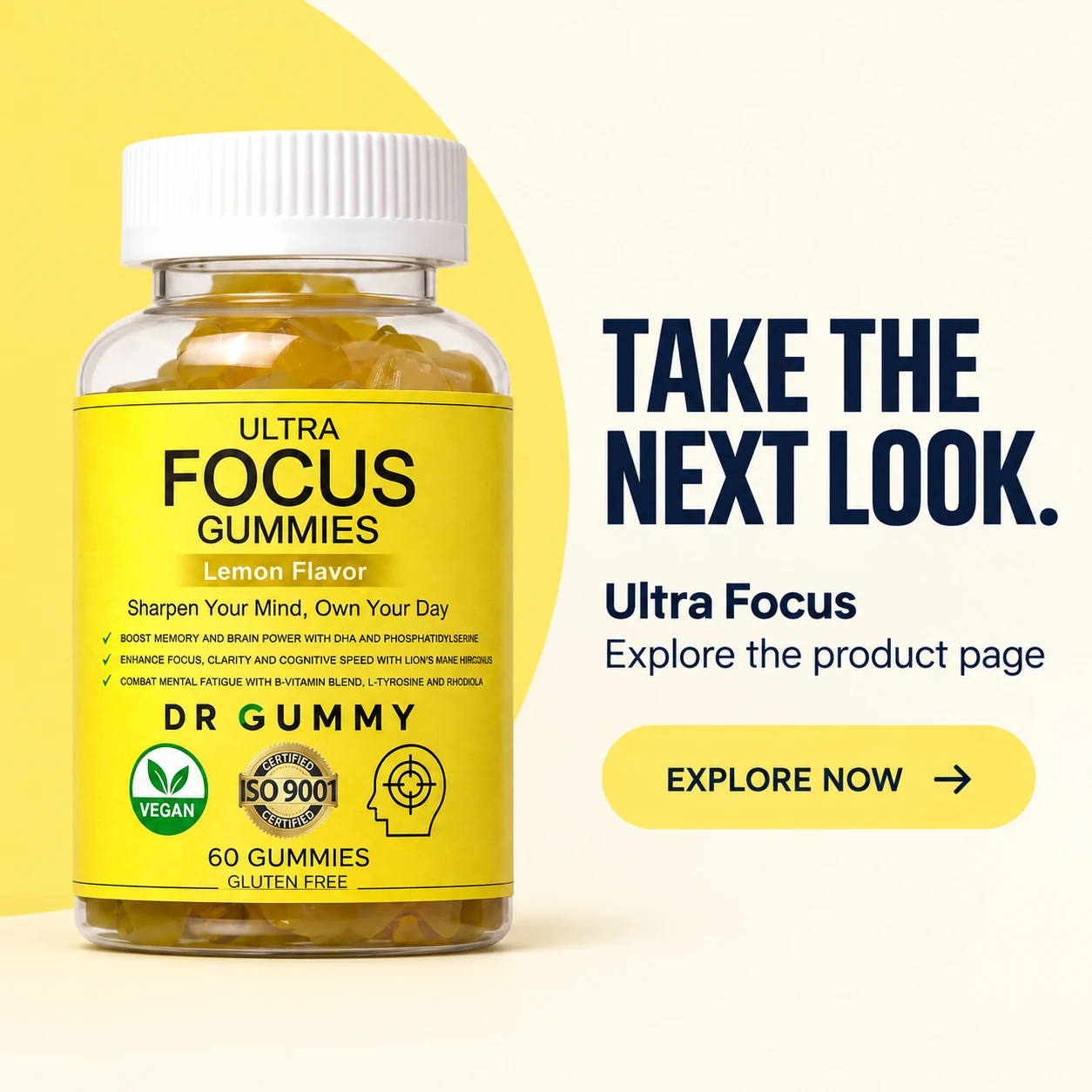 Ultra Focus Gummies bottle and TikTok Shop product-page invitation