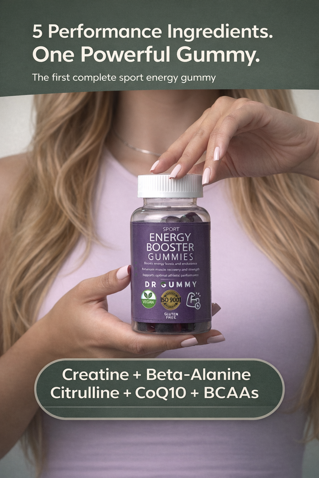 hero image 1 energy 5 Performance Ingredients. One Powerful Gummy
