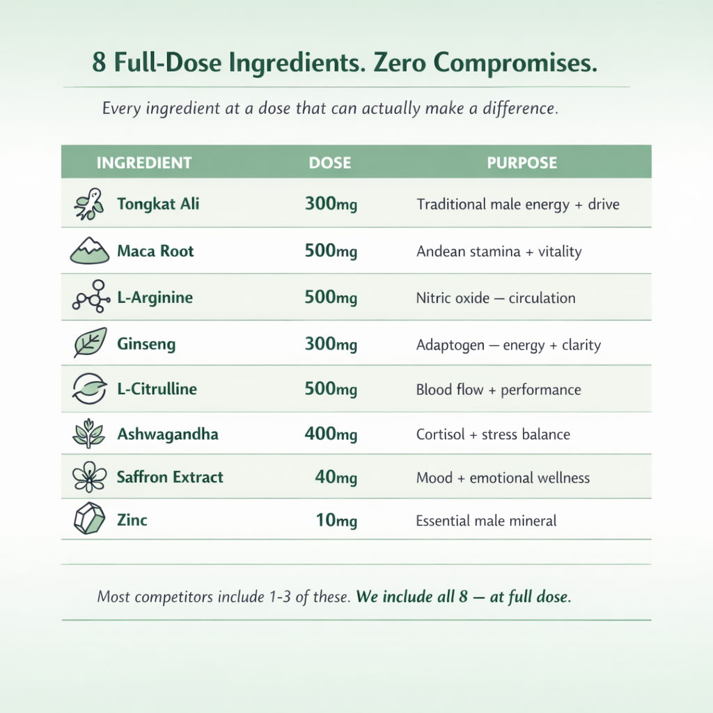 male booster 3 8 Full-Dose Ingredients